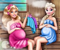 Barbie and Elsa Pregnant Sauna