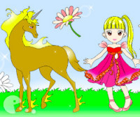 Girl and Unicorn Coloring